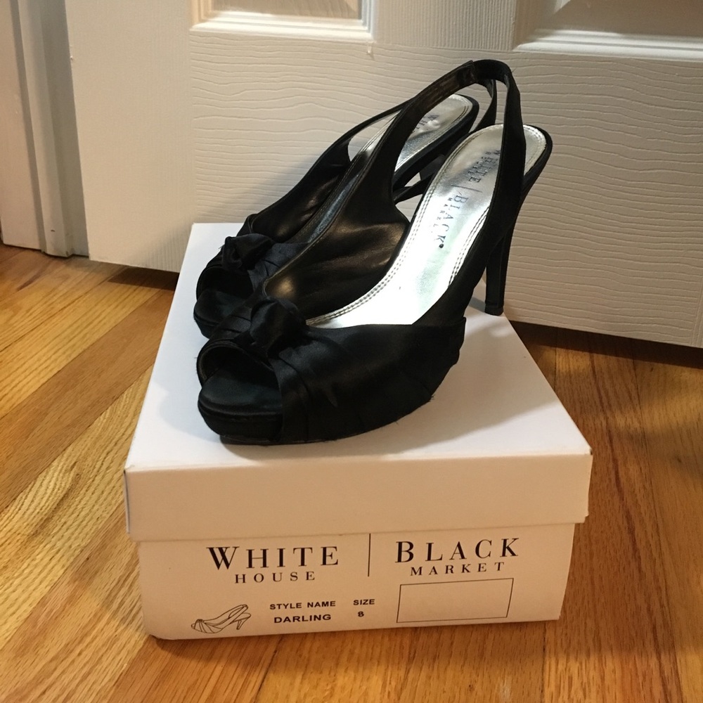 Satin black heels